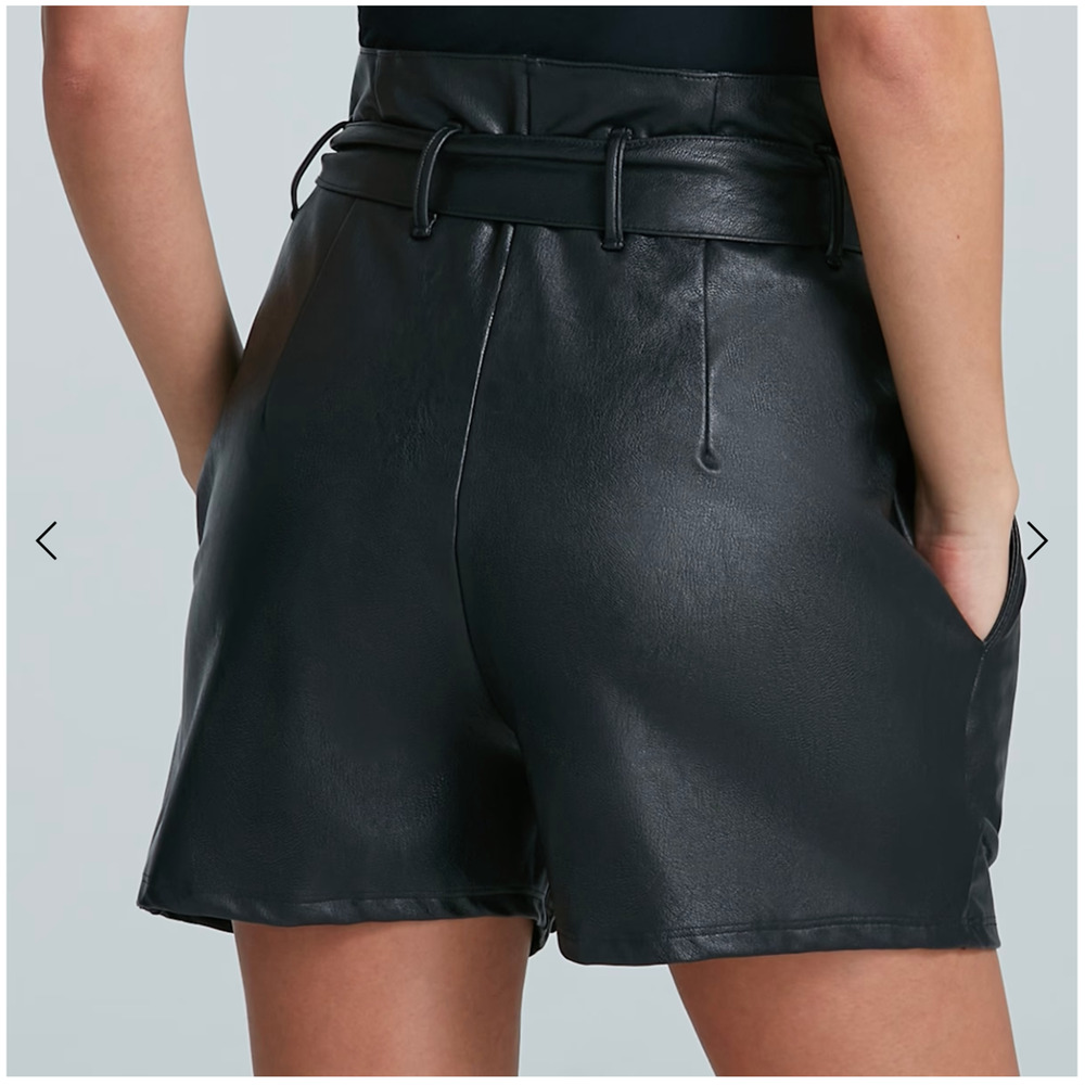 COMMANDO NWT Black Faux Leather Paperbag Shorts in Black // Small - Picture 2 of 10